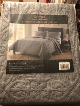 Ge-3pcq Grace Elizabeth Luxury Linens - Queen 3-piece Cozy Microfiber Quilt Set Gray