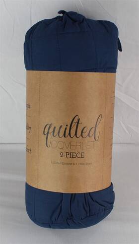 Gracie Oaks 816651025596 Mutluyaka Microfiber 2 Piece Coverlet Set - Navy Twin