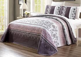 Grand Linen 039853710408 3-piece Oversize 115 Inch X 95 Fine Printed Prewashed Quilt Set Reversible Bed