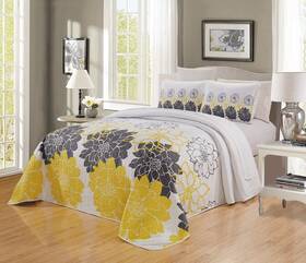 Grand Linen 039853713065 Grandlinen 3-piece Fine Printed Oversize 115 Inch X 95 Quilt Set Reversible Be
