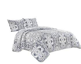 Grand Linen 039853800338 3-piece Fine Printed Queen Size Quilt Set. Oversized 100 X 95 Reversible