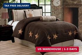 Grand Linen 730699533847 6 Piece Chocolate Brown/taupe/camel Oversize Lodge Cabin King Size