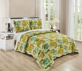 Grand Linen 810168300191 3-piece California Cal King Size Wave Edged Oversized Quilt Set 120 Inch X 10