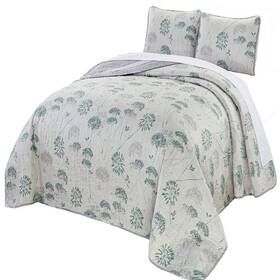 B07hj8n47g Grand Linen - 3-piece Fine Printed Oversize 115 X 95 Quilt Set Reversible