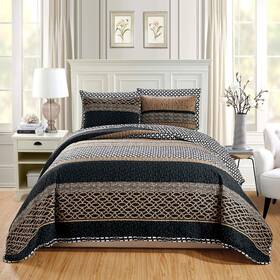 B07qlzsh1w Grand Linen 3-piece Fine Printed Oversize 100 X 95 Quilt Set All-season