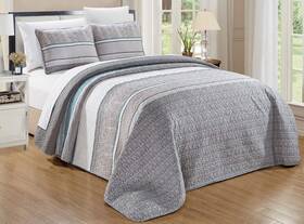 Grandlinen 039853718848 3-piece Fine Printed Oversized King Size 115 X 95 Light Weight Quilt Set