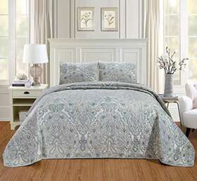 Grandlinen 039853730123 3-piece Oversize California Cal King 118 Inch X 95 Quilt Set Velvet