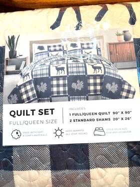 Great Bay Home 192020037989 Navy And Gray Full/queen Quilt Set With Shams