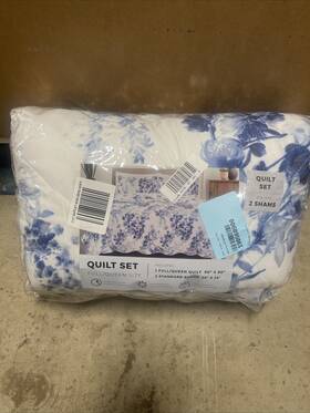 Great Bay Home 192020043843 Floral Full/queen Quilt Set With Shams Blue Bedding Se