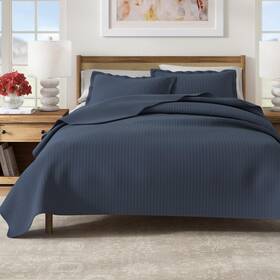 Ec700057 Great Bay Home King Quilt Bedding Set 3-piece Lightweight Summer Channel Stitch