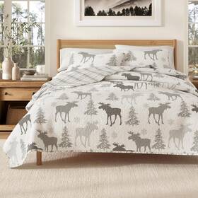 Gb35522-ca Great Bay Home Birthday Christmas Gift Lodge Bedspread King Size Quilt With 2 Shams. Cabin 3-p