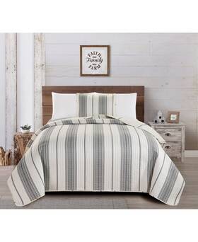 Gb90953 Great Bay Home Quilt 2-piece Set Modern White / Navy Blue Twin Xl