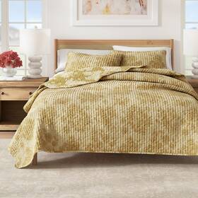 Wh701276 Great Bay Home Twin/twin Xl 100% Cotton Quilt Set With Shams - Vintage Yellow