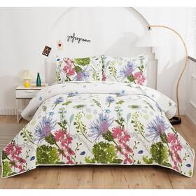Green Essen 190373157293 Lightweight Thin Multicolor Botanical Bedspread Coverlet Set Queen/full Size