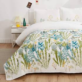 Green Essen 190373157330 King Size Floral Quilt Set For Bed Lightweight Yellow Leaves Botanical