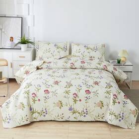 Green Essen 445005441459 Vintage Floral Quilts Full/queen Size Lightweight Bedspread Rustic Botanical