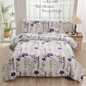 Green Essen 820912765831 Floral Bedding Quilts Full/queen Purple Gray Flower Bedspreads Leaves Quilt B