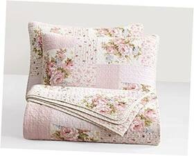 Green Living Group 726084534681 Rosy 3-piece Size Printed Patchwork Cotton Quilt King Pink Floral