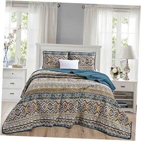 Mpc-204-quilt-queen Green Living Group 3-piece Quilt Bedding Set Southwestern Native Queen Boho 204