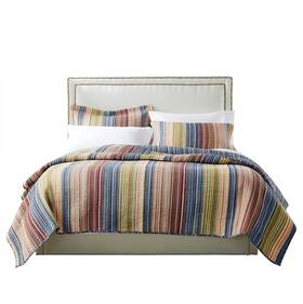 Greenland Home 636047268426 Katy 100% Cotton Reversible Stripe Quilt Set 3-piece King/cal King Multicolor