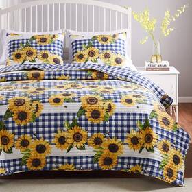 Greenland Home 636047424020 Barefoot Bungalow Sunflower Quilt Set 3-piece King/cal King Gold