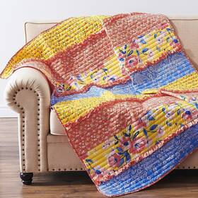 Greenland Home 636047431158 Skylar Ruffle-embellished Throw Quilt Calico 50x60-inch
