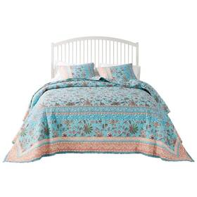 Greenland Home 636047448002 Barefoot Bungalow Audrey Reversible Bedspread Sized Quilt Set 3-piece Jumbo