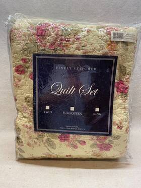 Greenland Home Fashions 636047241115 Antique Rose Full Queen 3pc Quilt Set Chic Cream Shabby Vintage Cottage Roses