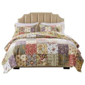 Greenland Home Fashions 636047271204 Blooming Prairie 100% Cotton Authentic Patchwork Reversible Quilt Set 2-piec