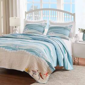 Greenland Home Fashions 726084488731 Maui 3-piece Multicolored Full And Queen Quilt Set