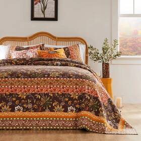 94149255 Greenland Home Fashions 3pc Queen Audrey Modern Floral Bedspread Bedding