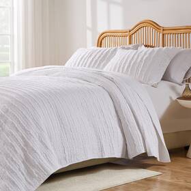 Gl-1109bk Greenland Home Fashions - Ruffled Quilt Set King White