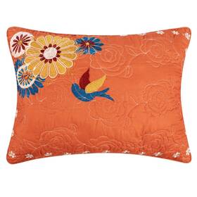 Gl-1703es Greenland Home Fashions Barefoot Bungalow Topanga Pillow Sham Standard Orange