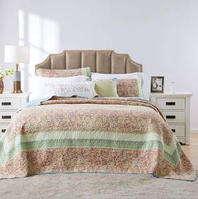 Gl-1704lq Greenland Home Fashions Barefoot Bungalow Palisades Pastel Bedspread Set 3-piece Queen