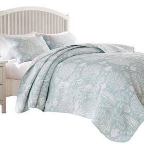Gl-2310bmsk Greenland Home Fashions Marina Coverlet Set For Bed Seafoam