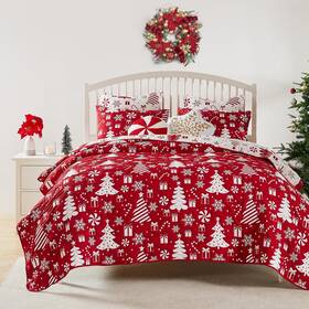 Gl-2404amsq Greenland Home Fashions Novelty Holiday 3-piece Full/queen Peppermint Party