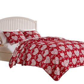 Gl-2411amsk Greenland Home Fashions Lovebirds High Quality Reversible Coverlet Set