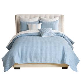 Gl-2506amst Greenland Home Fashions Homestead Polyester Twin/xl Coverlet Set Sky Blue