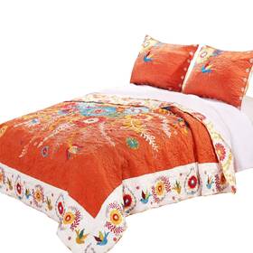 Gl-1703emsq Greenland Home Barefoot Bungalow Topanga Quilt Set 3-piece Full/queen Multi