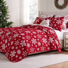 Gl-2409amst Greenland Home Novelty Holiday Reversible 2-piece Twin/xl Snowflakes