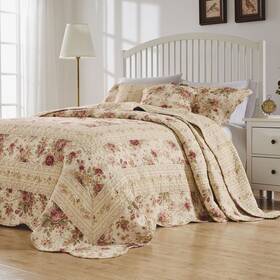 Gl-wb0726jsk Greenland Home Antique Rose 100% Cotton Heirloom-quality Bedspread Set 3-piece