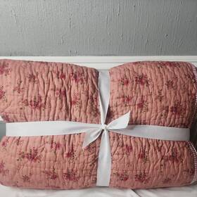 7794471 Greenrow Gingham Floral Reversible Quilt Pink Multicolor King Nwob