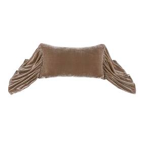 Fb6800p7-os-dr H Hiend Accents Stella Faux Silk Velvet Long Ruffled Pillow 14x26 Inch Dusty