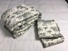 H211525 King Quilt Cotton Reversible Toile With Shams Black Very Nice