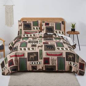 Hailea 192408646444 Animal Print Quilt Rustic Bedding Set Cozy Classic Line Home Lightweight Reve
