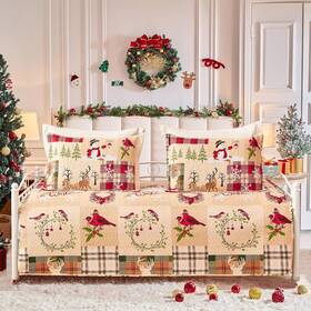 Hailea 313054377364 3 Piece Christmas Daybed Cover Twin Size Snowman Elk Sets Xmas Bedding
