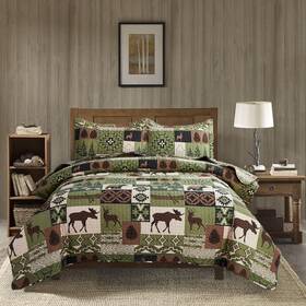 Hailea 711181409970 Bedding Set Full/queen Size Rustic Cabin Quilts Moose Bear Bedspread Cott