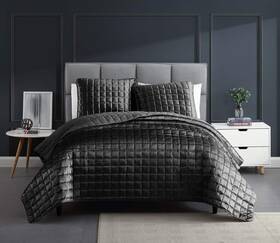 Hallmart Collectibles 679610818956 Riverbrook Home Lyndon Quilt Set Queen Graphite 3-piece