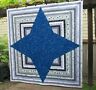 Handmade Cobalt King Size Quilt Blue Center Framed By Black
