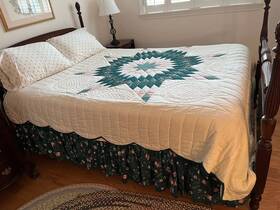 Dq645q Handmade Queen Quilt With Bedskirt And Valances -custom Made- Bedding Set